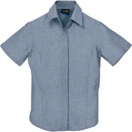 Navy Oxford Blouse Short Sleeve Ladies